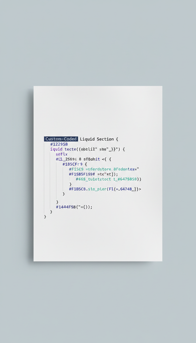 Liquid section printout with stylized code