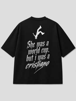 Premium Terry Oversized Boxy Fit Graphic T-Shirt – Cristiano Inspired Streetwear | Black