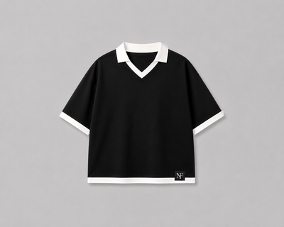 NurexFit Oversized Boxy Fit Cropped T-Shirt – Black & White