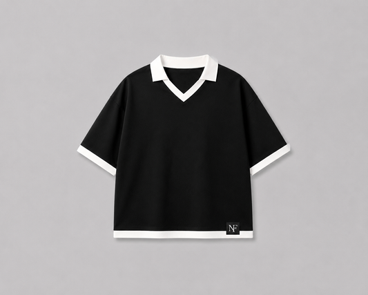 NurexFit Oversized Boxy Fit Cropped T-Shirt – Black & White
