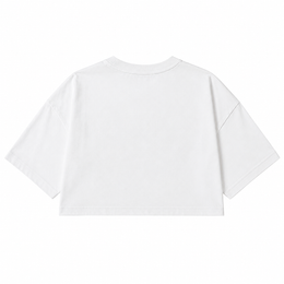 W★MEN Graphic Oversized Crop Top – White