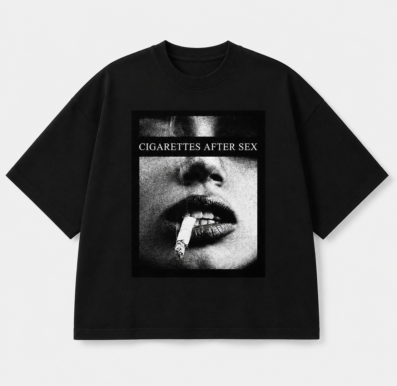Black Oversized Boxy Fit “Cigarettes After Sex” Graphic T-Shirt
