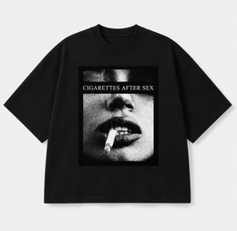 Black Oversized Boxy Fit “Cigarettes After Sex” Graphic T-Shirt