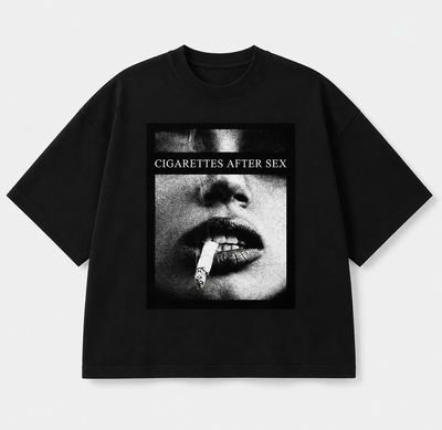 Black Oversized Boxy Fit “Cigarettes After Sex” Graphic T-Shirt