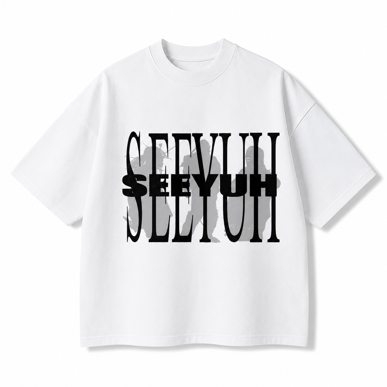 White Oversized Boxy Fit Graphic T-Shirt – “See You”