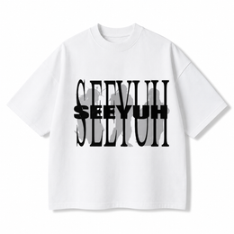 White Oversized Boxy Fit Graphic T-Shirt – “See You”