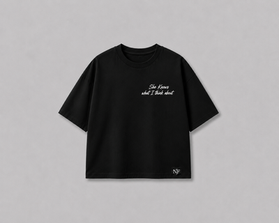 She Knows Oversized Boxy Fit Terry T-Shirt – Galaxy Back Print | Premium Streetwear | NurexFit